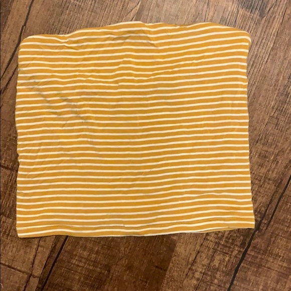 yellow and white tube top